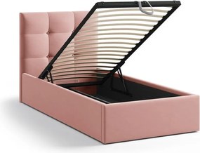 Pat roz tapițat cu spațiu de depozitare cu somieră 90x200 cm Phaedra – Micadoni