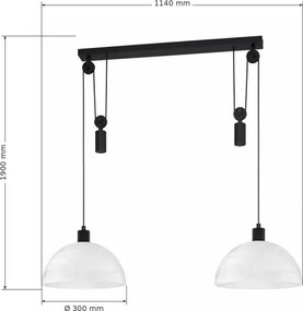 BRILAGI - lustru LED suspendat pe cablu RETRO GLASS 2xE27/40W/230V negru/alb