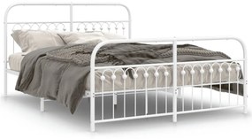 376670 vidaXL Cadru de pat metalic cu tăblie, alb, 160x200 cm