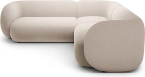 Colțar bej cu tapițerie din catifea Kate – Micadoni