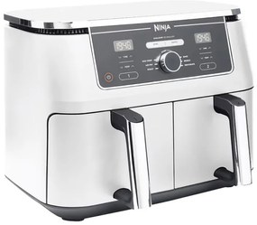 Friteuza dubla cu aer cald Ninja AF400EUWH, 2470W, 9.5 L, 6 programe, 40-240°C, Zone independente, Alb
