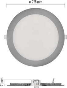 Corp de iluminat încastrat LED NEXXO LED/18W/230V 3000/3500/4000K argintiu Ø 22,5 cm