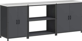 vidaXL Set de depozitare pentru bucătărie cu raft 3 pcs Antracit Oțel