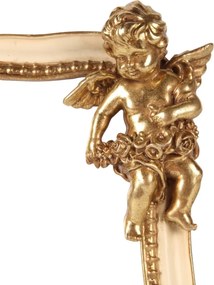 Ramă foto decorativă din polirășină, crem și auriu, model înger, format 10 x 15 cm, 19 x 14 x 3,5 cm, „Angélique”