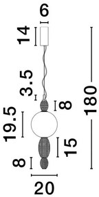 Pendul ceramic design modern LED CLEMENTINE portocaliu/ roz