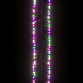 Instalatie cluster, 1000 LED-uri, multicolor pastel, 20 m, PVC 1, Pastel multicolor si verde inchis, 11 m