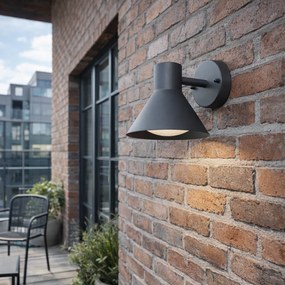 Lampă de perete exterioară industrială gri închis con IP44 - Natas