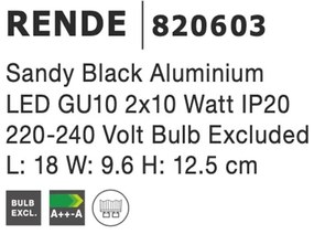 Corp aplicat cu 2 spoturi directionabile RENDE negru NVL-820603