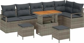 vidaXL Set de canapele pentru grădină cu pernă cu depozitare 9 pcs Gri