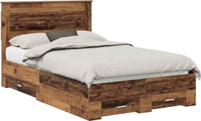 vidaXL Cadru de pat cu sertar cu headboard cu depozitare Lemn compozit