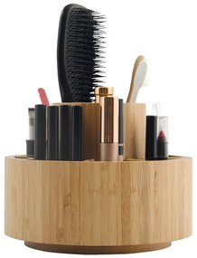 Organizator de baie în culoare naturală pentru cosmetice/rotativ, din bambus Isalys – MSV