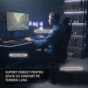 LUMINA X-Motion Relax – Confort Ergonomic cu Masaj Lombar și Relaxare Extinsă, Textil, Negru