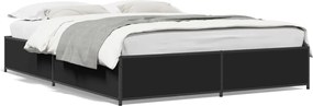 vidaXL Cadru de pat, negru, 140x190 cm, lemn prelucrat și metal