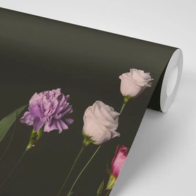 Fototapet autoadeziv flori elegante pe un fundal întunecat