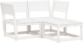 vidaXL Set canapea de grădină, 3 piese, alb, lemn masiv de pin