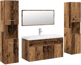 vidaXL Set mobilier de baie, 5 piese, lemn vechi, lemn prelucrat