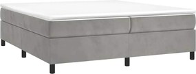 vidaXL Pat box spring cu saltea, gri deschis, 200x200 cm, catifea