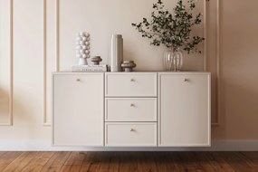 Comodă suspendată Lorini 150 cm cu sertare - cașmir / mânere aurii