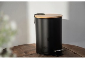 Coș de gunoi cu capac din bambus Wenko Tortona, 3 l, negru