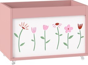 AIYAPLAY Cufăr pentru jucării copii 3-8 ani cu roți, 34,5 L, 15 kg, 50 x 30 x 33,5 cm, pentru dormitor, roz | Aosom Romania