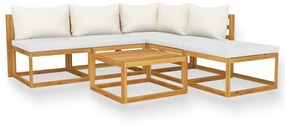 3057654 vidaXL Set mobilier grădină cu perne, 6 piese, crem, lemn masiv acacia