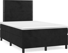 vidaXL Pat box spring cu saltea, negru, 120x200 cm, catifea