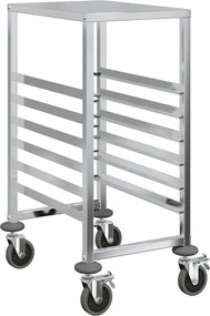vidaXL Cărucior cu tăvi cu 6 containere GN 39x55x87 cm oțel inoxidabil