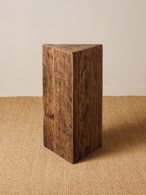 Set 2 măsuțe laterale triunghiulare din lemn reciclat, natur, cu aspect rustic, 60 x 34 x 35 cm, „Triangle”