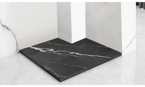Rea Bazalt Carrara Black cadita de dus patrata x90 cm negru REA-K7003