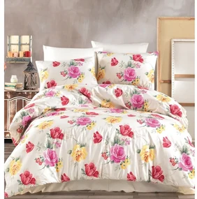 BedTex Lenjerie de pat din bumbac Tulip crem, 220 x 200 cm, 2 bucăți 70 x 90 cm