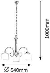 Rabalux 7275 - Lustră EDITH 3xE27/60W/230V bronz