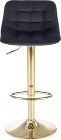Scaun de bar auriu H120, stofa catifelata/otel, 43x44x84/106 cm