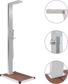 vidaXL Duș de exterior cu cădiță, WPC și oțel inoxidabil