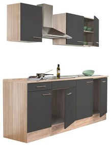 Mobilă de bucătărie Yorki 210, corp din stejar sonoma, cu față antracit satinat