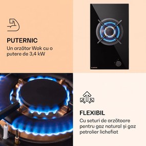 Klarstein Goldflame plită pe gaz 1 arzător wok, sticlă ceramică