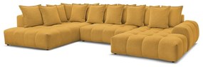 Colțar galben muștar extensibil/cu spațiu de depozitare cu tapițerie din chenille (cu colț pe partea stângă/în formă de "U") Everest – Bobochic Paris