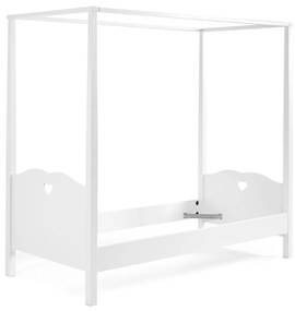 Această combinație AMORI în alb constă dintr-un pat cu baldachin (90 x 200 cm) cu setul de textile asortat, o noptieră și un dulap cu 2 uși.