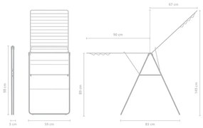 Uscator de rufe Brabantia Hangon 1004167, 25 m, 8 umerase, Reglabil, Blocare pentru copii, Alb