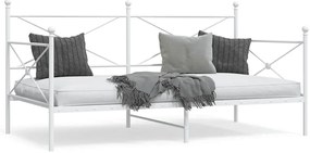 vidaXL Pat de zi fără saltea Alb 107x203 cm Oțel
