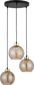 Lustră LED suspendată pe cablu DEVI 3xE27/15W/230V negru/bej fumuriu