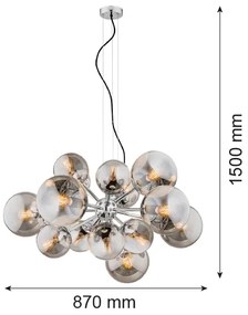 Lustră pe cablu SATELITE 15xE27/15W/230V crom lucios Argon 5022