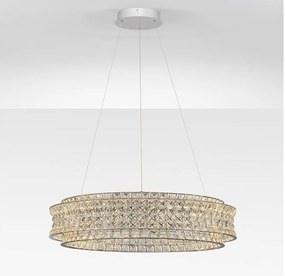 Lustra suspendata LED crom, cristale sticla CELYSIA 80cm