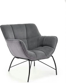 Scaun de relaxare modern BELTON, gri/negru, stofa catifelata/otel, 74x