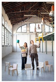 Scaun de copii bej/în culoare naturală Vintage Blue – Lorena Canals