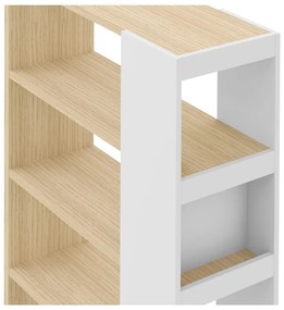 Bibliotecă albă cu blat cu aspect de lemn de stejar 90x188 cm Ella TemaHome