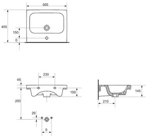 Dulap baie Melar cu lavoar inlclus 50 cm, alb, Cersanit 50 cm