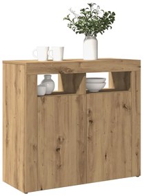 vidaXL Dulap cu lumini LED stejar artizanal 80x35x75 cm lemn prelucrat