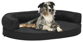 vidaXL Saltea ergonomică pat de câini, negru, 75x53 cm, aspect de in