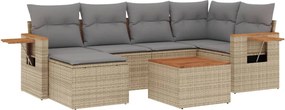vidaXL Set canapele de grădină, 7 piese, cu perne, bej, poliratan