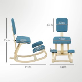 HOMCOM Scaun pentru genunchi din țesătură cu aspect de in și lemn, Maro închis | Aosom Romania